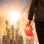 working man in petro chemical industry scene